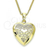 Oro Laminado Pendant Necklace, Gold Filled Style Heart Design, Polished, Golden Finish, 04.117.0028.20
