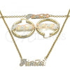 Oro Laminado Necklace, Bracelet and Earring, Gold Filled Style Polished, Tricolor, 06.63.0235.1