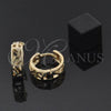 Oro Laminado Huggie Hoop, Gold Filled Style Leaf Design, Diamond Cutting Finish, Golden Finish, 02.164.0008