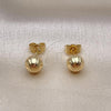 Oro Laminado Stud Earring, Gold Filled Style Diamond Cutting Finish, Golden Finish, 02.100.0058.1