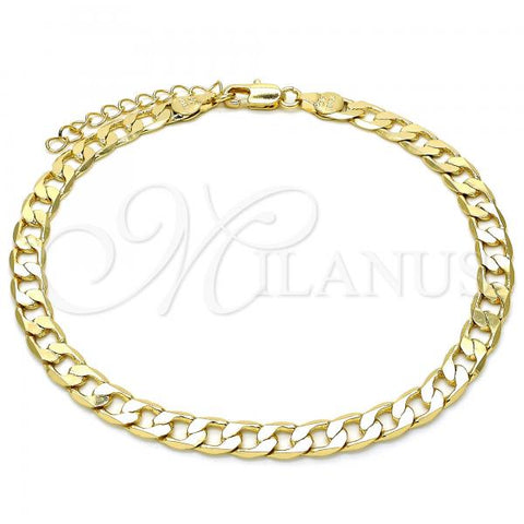 Oro Laminado Basic Anklet, Gold Filled Style Curb Design, Polished, Golden Finish, 5.222.003.10