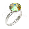 Rhodium Plated Multi Stone Ring, with Luminous Green Swarovski Crystals, Polished, Rhodium Finish, 01.239.0001.5 (One size fits all)