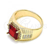 Oro Laminado Mens Ring, Gold Filled Style with Garnet Cubic Zirconia and White Micro Pave, Polished, Golden Finish, 01.266.0046.1.10