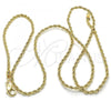 Oro Laminado Basic Necklace, Gold Filled Style Rope Design, Polished, Golden Finish, 5.222.036.24