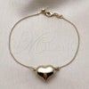 Oro Laminado Fancy Bracelet, Gold Filled Style Heart and Hollow Design, Polished, Golden Finish, 03.63.2289.08