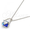 Rhodium Plated Pendant Necklace, with Bermuda Blue and Aurore Boreale Swarovski Crystals, Polished, Rhodium Finish, 04.239.0039.3.16