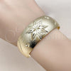 Oro Laminado Individual Bangle, Gold Filled Style Flower Design, Diamond Cutting Finish, Golden Finish, 07.168.0028