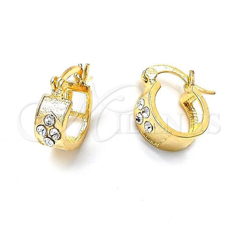 Oro Laminado Small Hoop, Gold Filled Style with White Crystal, Diamond Cutting Finish, Golden Finish, 02.94.0063