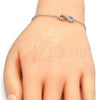 Sterling Silver Fancy Bracelet, Infinite Design, with White Crystal, Polished, Rhodium Finish, 03.336.0002.07