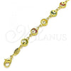 Oro Laminado Fancy Anklet, Gold Filled Style Moon and Star Design, with Multicolor Crystal, Polished, Golden Finish, 03.386.0001.10