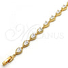 Oro Laminado Tennis Bracelet, Gold Filled Style Teardrop Design, with White Cubic Zirconia, Polished, Golden Finish, 03.213.0006.1.07