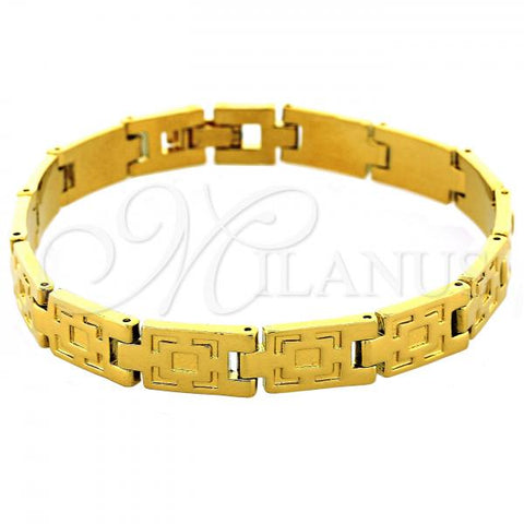 Oro Laminado Solid Bracelet, Gold Filled Style Diamond Cutting Finish, Golden Finish, 03.102.0015