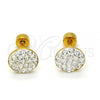 Stainless Steel Stud Earring, with White Crystal, Polished, Golden Finish, 02.271.0007