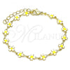 Oro Laminado Fancy Bracelet, Gold Filled Style Four-leaf Clover Design, White Enamel Finish, Golden Finish, 03.386.0009.07