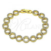 Oro Laminado Fancy Bracelet, Gold Filled Style with White Micro Pave, Polished, Golden Finish, 03.346.0006.07