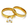 Stainless Steel Wedding Ring, with White Cubic Zirconia, Diamond Cutting Finish, Golden Finish, 01.223.0001.07 (Size 7)