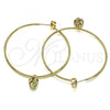 Oro Laminado Medium Hoop, Gold Filled Style with White Crystal, Polished, Golden Finish, 02.63.2736.2.50