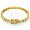 Gold Tone Individual Bangle, with White Crystal, Polished, Golden Finish, 07.252.0026.04.GT (05 MM Thickness, Size 4 - 2.25 Diameter)
