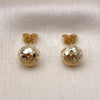 Oro Laminado Stud Earring, Gold Filled Style Diamond Cutting Finish, Golden Finish, 02.163.0386