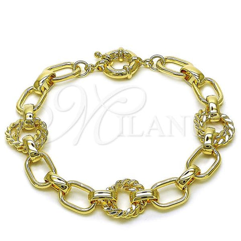 Oro Laminado Fancy Bracelet, Gold Filled Style Polished, Golden Finish, 03.415.0015.08