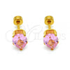 Stainless Steel Stud Earring, Teardrop Design, with Pink Cubic Zirconia, Polished, Golden Finish, 02.271.0023.4