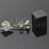 Oro Laminado Stud Earring, Gold Filled Style Heart Design, Turquoise Enamel Finish, Golden Finish, 02.64.0282 *PROMO*