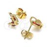 Oro Laminado Stud Earring, Gold Filled Style Butterfly Design, with Garnet Cubic Zirconia, Polished, Golden Finish, 02.387.0023.1