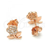Sterling Silver Stud Earring, Flower Design, with White Micro Pave, Polished, Rose Gold Finish, 02.174.0072.1
