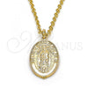 Oro Laminado Religious Pendant, Gold Filled Style Guadalupe Design, Polished, Golden Finish, 05.100.0002