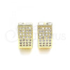 Oro Laminado Huggie Hoop, Gold Filled Style with White Micro Pave, Polished, Golden Finish, 02.195.0097.12