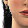 Oro Laminado Huggie Hoop, Gold Filled Style with Garnet and White Cubic Zirconia, Polished, Golden Finish, 02.210.0310.15