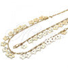 Oro Laminado Necklace and Bracelet, Gold Filled Style Flower Design, Polished, Golden Finish, 06.105.0009