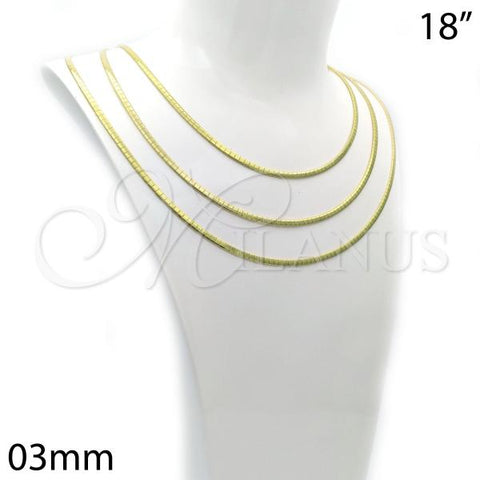 Stainless Steel Basic Necklace, Herringbone Design, Polished, Golden Finish, 04.265.0001.18