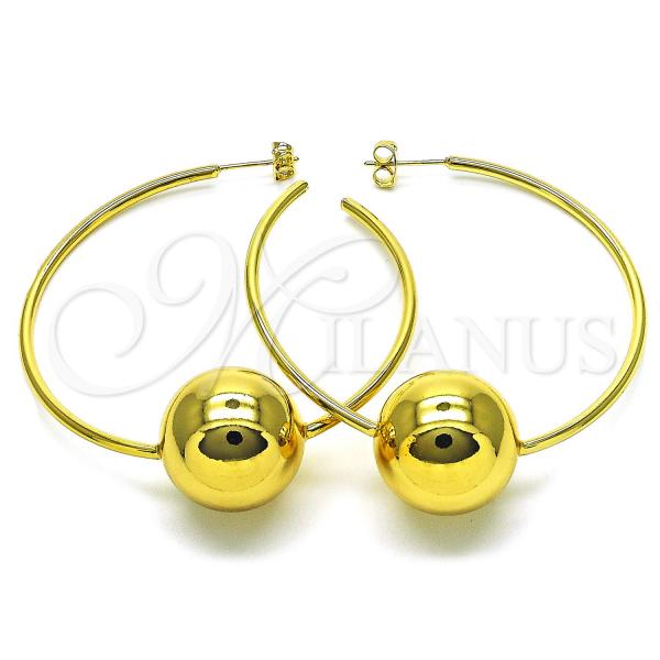 Oro Laminado Large Hoop, Gold Filled Style Chunky Design, Polished, Golden Finish, 02.341.0182.60