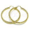 Oro Laminado Extra Large Hoop, Gold Filled Style Hollow Design, Diamond Cutting Finish, Golden Finish, 02.213.0765.70