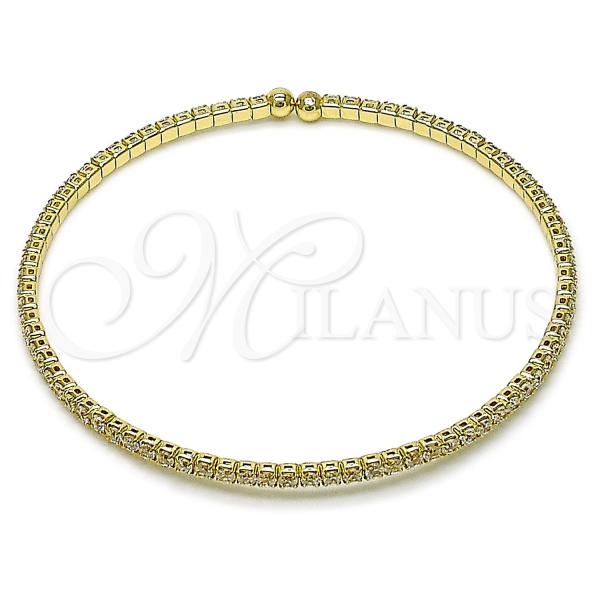 Oro Laminado Individual Bangle, Gold Filled Style with White Cubic Zirconia, Polished, Golden Finish, 07.284.0002