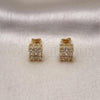 Oro Laminado Stud Earring, Gold Filled Style Baguette Design, with White Cubic Zirconia, Polished, Golden Finish, 02.342.0297