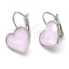 Rhodium Plated Leverback Earring, Heart Design, with Rose Water Opal Swarovski Crystals, Polished, Rhodium Finish, 02.239.0013.6