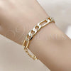 Oro Laminado Basic Bracelet, Gold Filled Style Figaro Design, Polished, Golden Finish, 03.213.0095.08