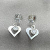 Sterling Silver Dangle Earring, Heart Design, with White Cubic Zirconia, Polished, Silver Finish, 02.401.0072