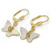 Oro Laminado Dangle Earring, Gold Filled Style Butterfly Design, with  Cubic Zirconia, Diamond Cutting Finish, Golden Finish, 69.011