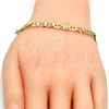 Oro Laminado Fancy Bracelet, Gold Filled Style Turtle and Mariner Design, Polished, Golden Finish, 03.213.0030.08.GT