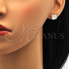 Oro Laminado Stud Earring, Gold Filled Style with White Cubic Zirconia, Polished, Golden Finish, 5.128.027