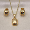 Oro Laminado Earring and Pendant Adult Set, Gold Filled Style Polished, Golden Finish, 10.342.0187