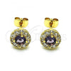Oro Laminado Stud Earring, Gold Filled Style with Amethyst and White Cubic Zirconia, Polished, Golden Finish, 02.344.0081.3
