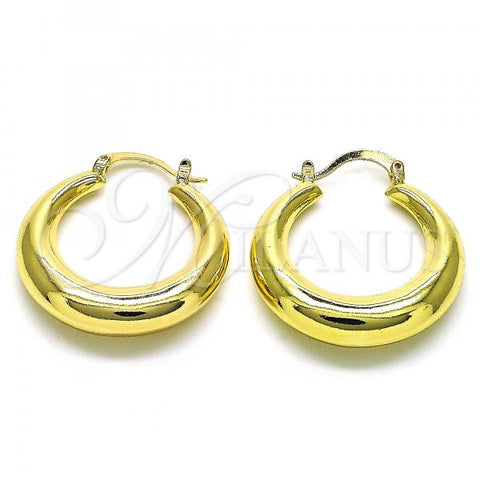 Oro Laminado Medium Hoop, Gold Filled Style Hollow Design, Polished, Golden Finish, 02.163.0157.30