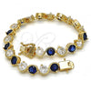 Oro Laminado Tennis Bracelet, Gold Filled Style with Sapphire Blue and White Cubic Zirconia, Polished, Golden Finish, 03.210.0068.4.08
