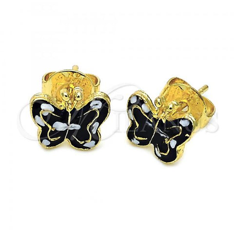 Oro Laminado Stud Earring, Gold Filled Style Butterfly Design, Enamel Finish, Golden Finish, 5.126.095 *PROMO*