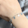 Sterling Silver Charm Bracelet, Butterfly Design, Polished, Silver Finish, 03.409.0184.07