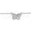 Sterling Silver Pendant Necklace, Butterfly Design, with White Cubic Zirconia, Polished, Rhodium Finish, 04.336.0046.16
